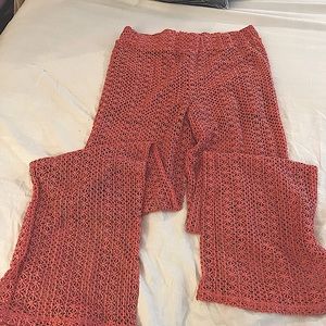 Zara Sz S pink crochet palazzo pants
